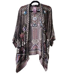 Johnny Was Dani Velvet Draped Kimono. Boho chic embroidered floral